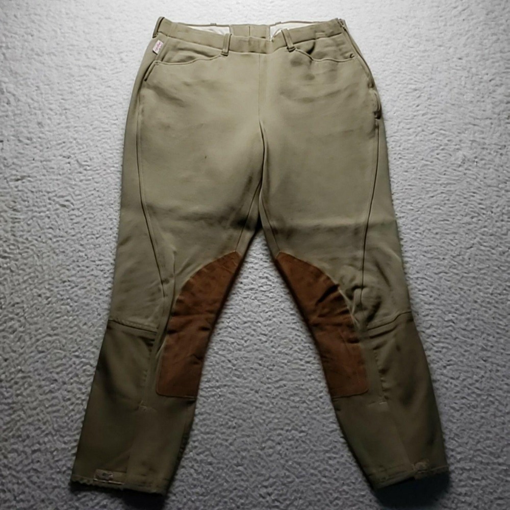 The Tailored Sportsman Pants Womens 30 Beige Cropped Riding Breeches Suede Knee